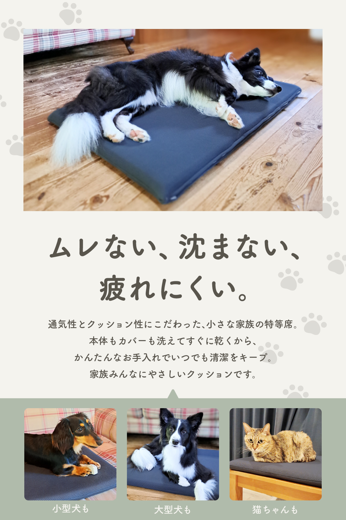 犬や猫が快適にくつろげるペット用クッションマット ソファ代わりや床置きにも対応